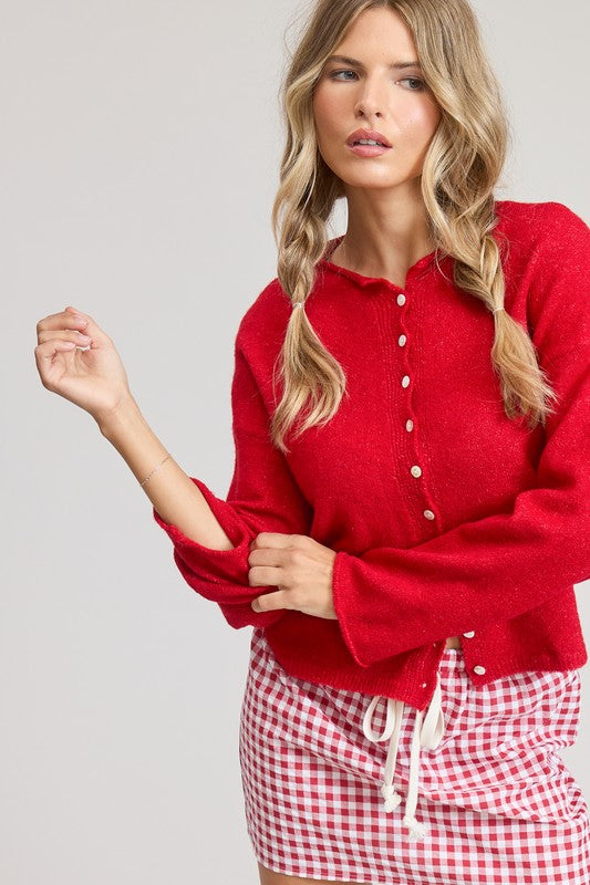 Your Girlfriend's Favorite Everyday Button Down Cardigan - Red