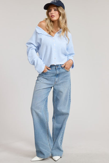 Your Girlfriend's Favorite Everyday Button Down Cardigan - Baby Blue