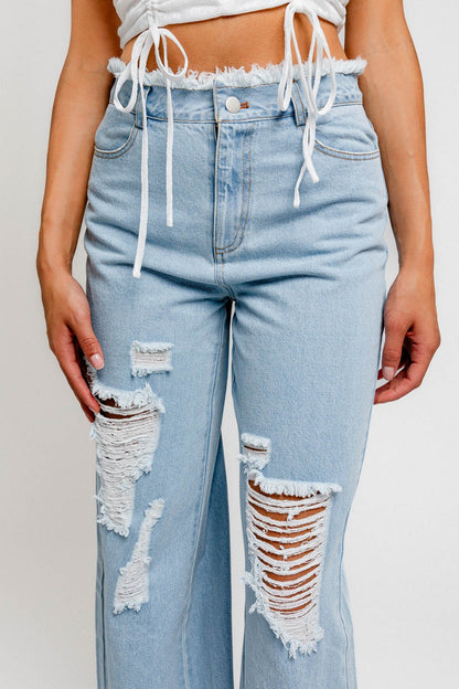 Hendrix Distressed Wide Leg Jeans