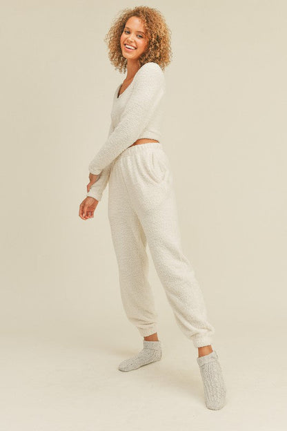 Hailey Long Sleeve & Jogger Lounge Set - Cream