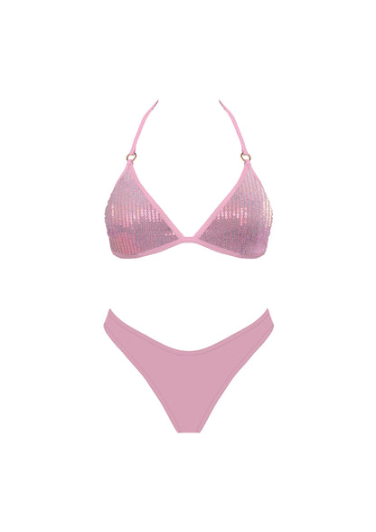 Sun Kissed Sequin Bikini Set - Light Pink