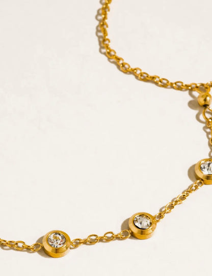 Julia Crystal Hand Chain Bracelet 18K Non-Tarnish - Yellow Gold