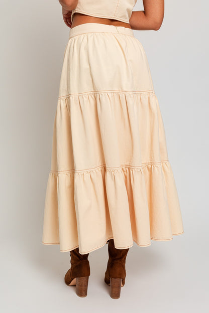 Arizona Tiered Midi Skirt - Cream