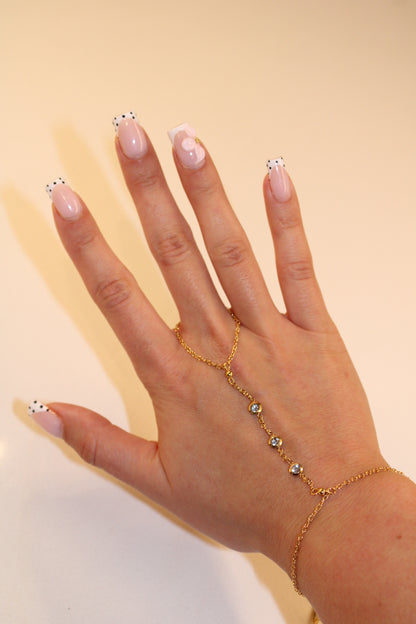 Julia Crystal Hand Chain Bracelet 18K Non-Tarnish - Yellow Gold