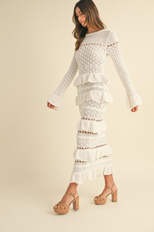 Palm Beach Ruffle Tiered Knit Maxi Dress