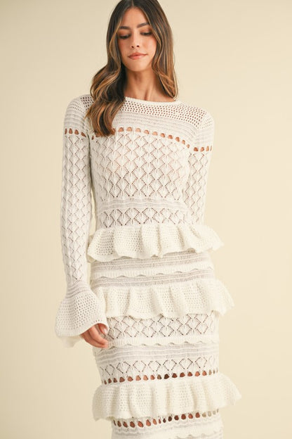 Palm Beach Ruffle Tiered Knit Maxi Dress