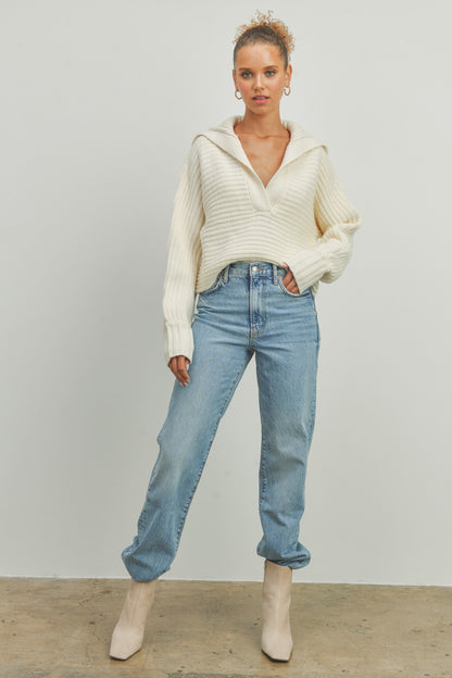 Crawford Collared Sweater - Cream