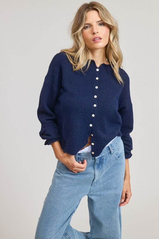 Your Girlfriend's Favorite Everyday Button Down Cardigan - Navy