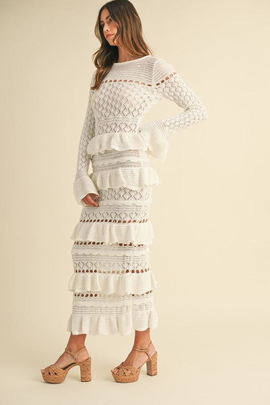 Palm Beach Ruffle Tiered Knit Maxi Dress