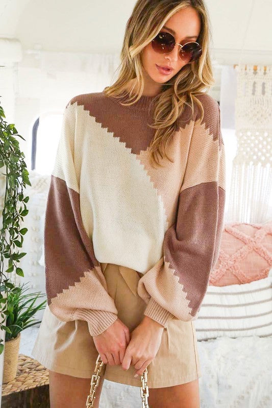 Mocha & Taupe Oversized Sweater