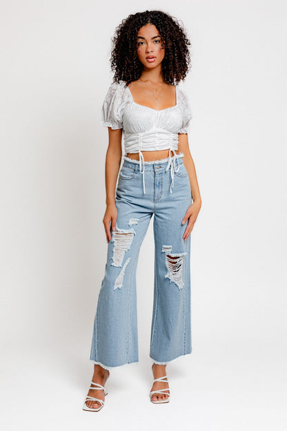 Hendrix Distressed Wide Leg Jeans