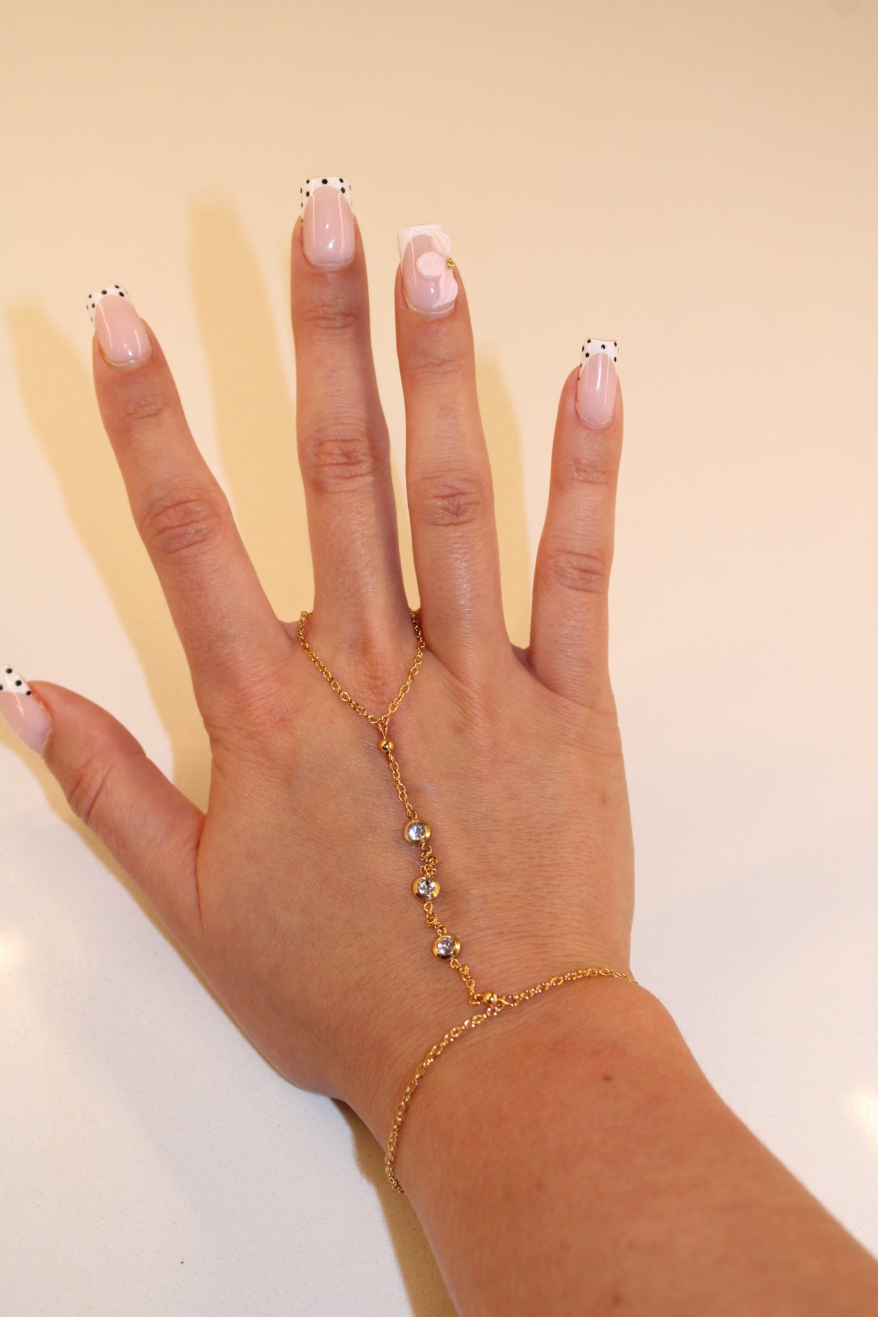 Julia Crystal Hand Chain Bracelet 18K Non-Tarnish - Yellow Gold