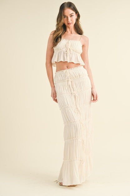 Daphne Bow Crop Top & Maxi Skirt Set - Ivory