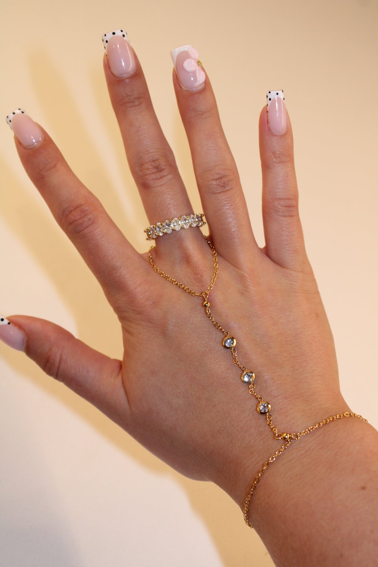 Julia Crystal Hand Chain Bracelet 18K Non-Tarnish - Yellow Gold