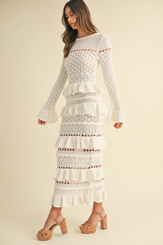 Palm Beach Ruffle Tiered Knit Maxi Dress