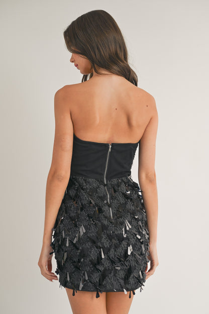 Nights Like This Strapless Sequin Mini Dress - Black