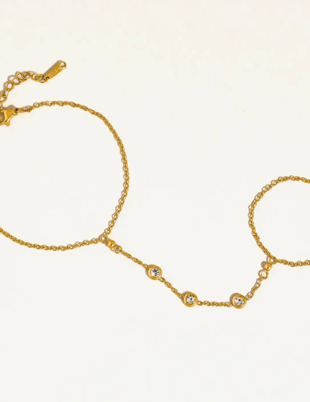 Julia Crystal Hand Chain Bracelet 18K Non-Tarnish - Yellow Gold