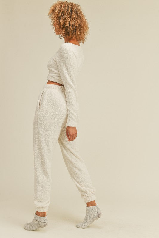 Hailey Long Sleeve & Jogger Lounge Set - Cream