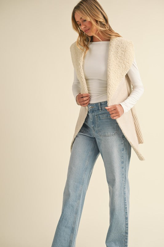 Teddy Bear Suede Sherpa Sweater Vest