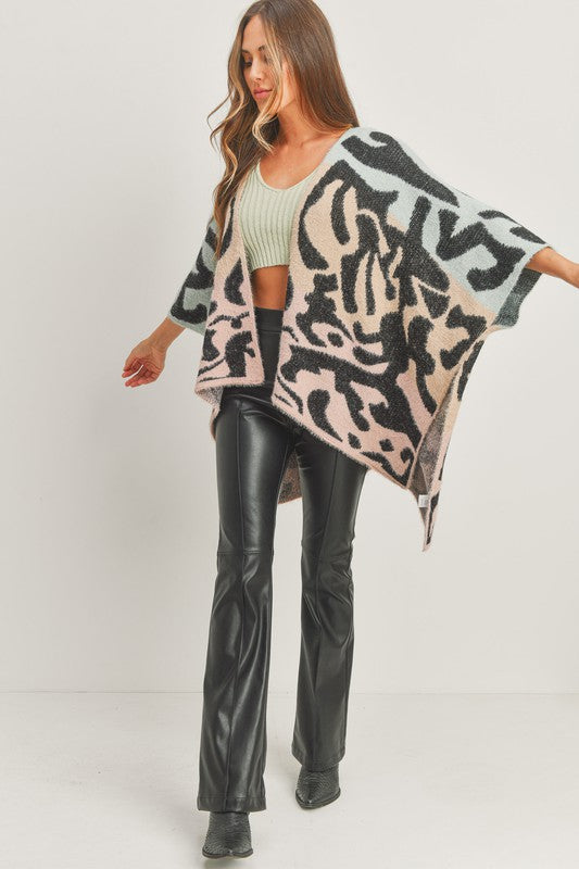 Leopard Babe Oversized Ombre Kimono Cardigan - Multi