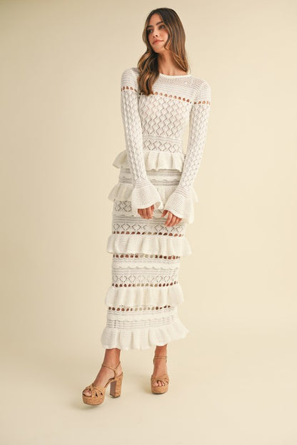 Palm Beach Ruffle Tiered Knit Maxi Dress