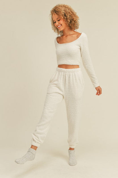 Hailey Long Sleeve & Jogger Lounge Set - Cream