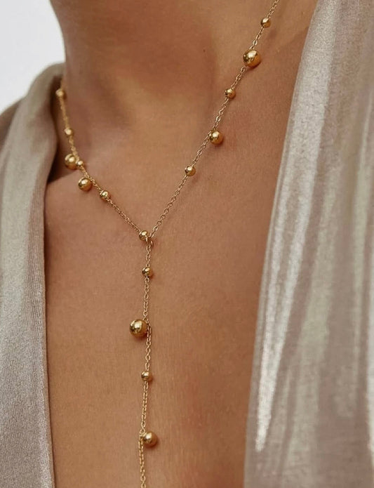 Anastasia Beaded Necklace 18K Non-Tarnish - Yellow Gold