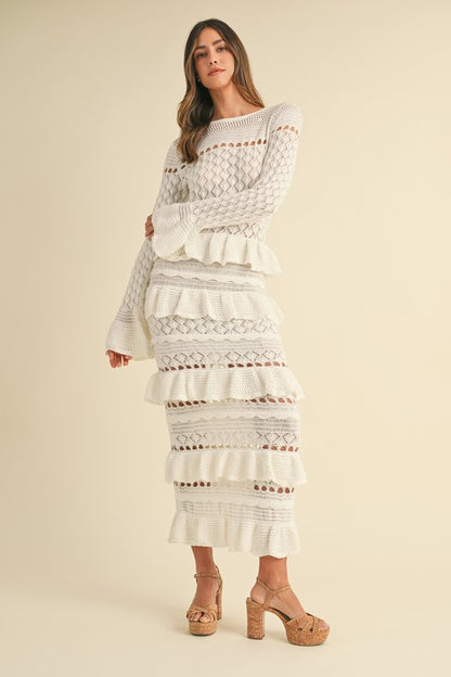 Palm Beach Ruffle Tiered Knit Maxi Dress