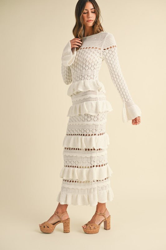 Palm Beach Ruffle Tiered Knit Maxi Dress