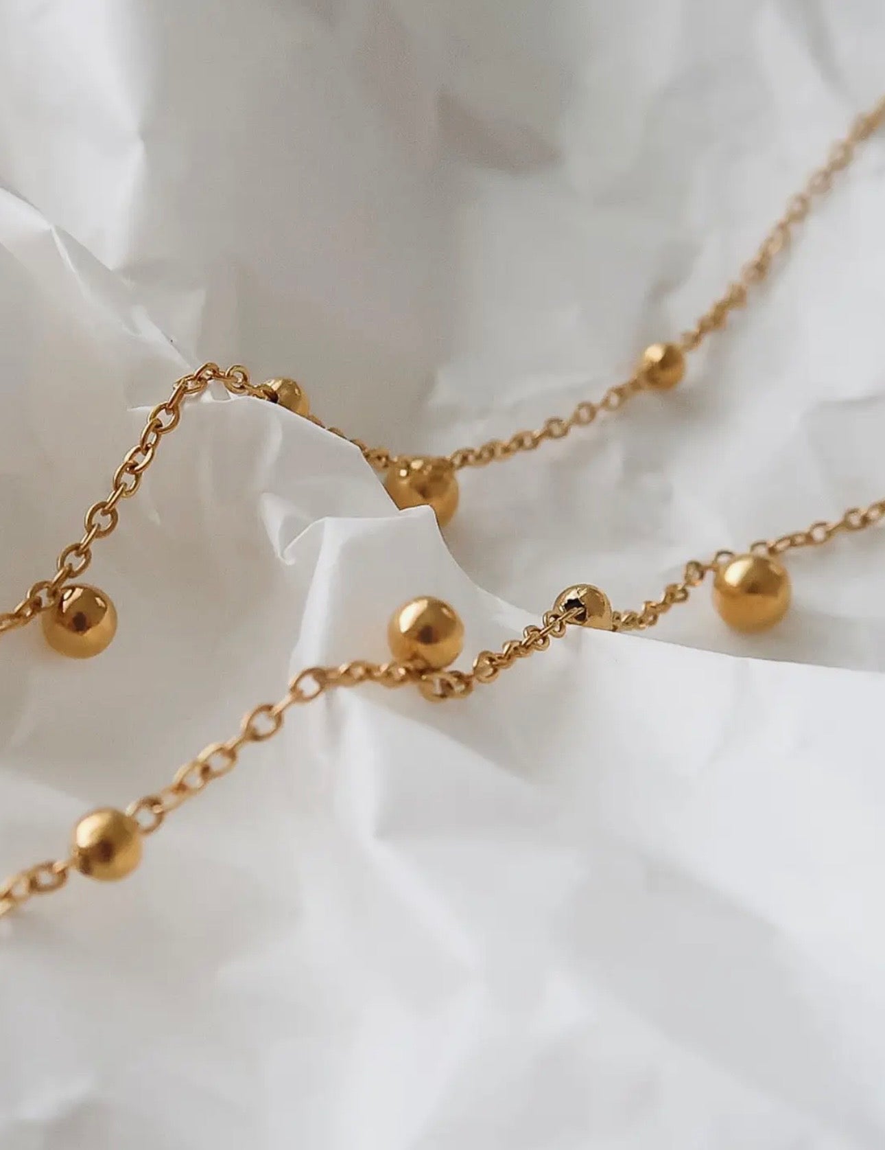 Anastasia Beaded Necklace 18K Non-Tarnish - Yellow Gold