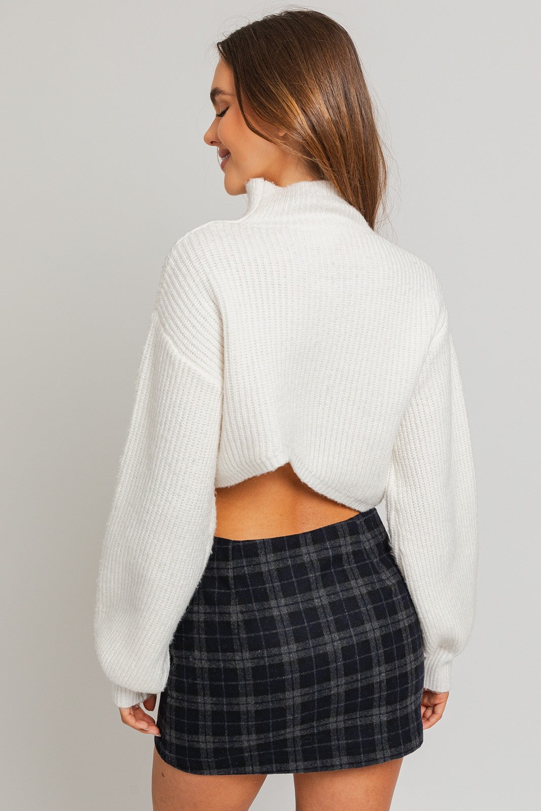 Good Days Turtleneck Cropped Knit Sweater - Ivory