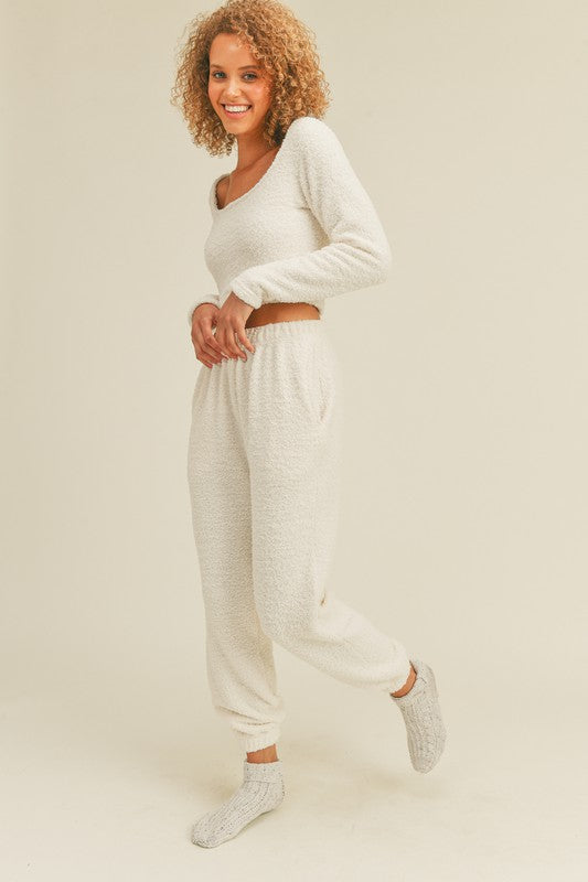 Hailey Long Sleeve & Jogger Lounge Set - Cream