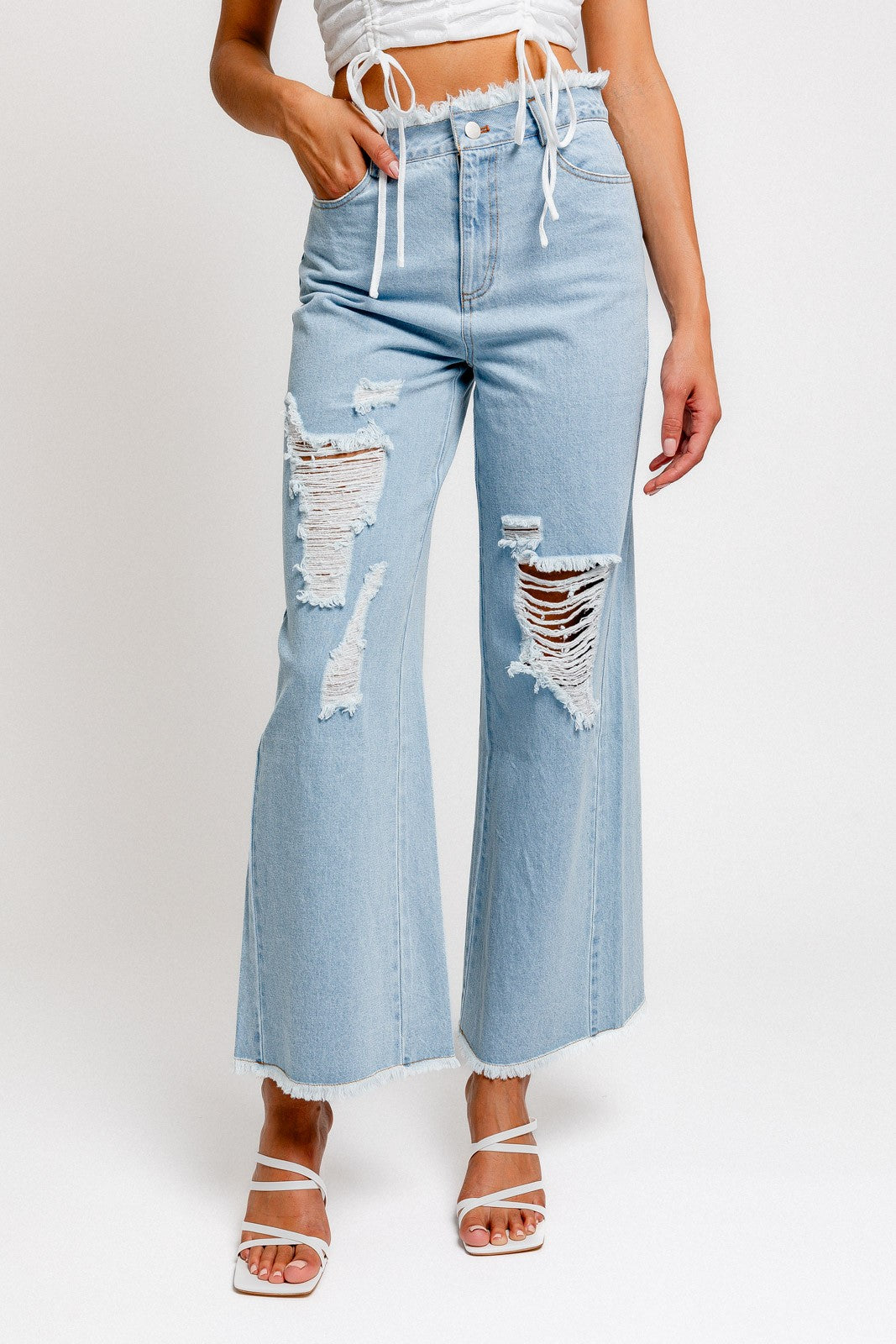 Hendrix Distressed Wide Leg Jeans