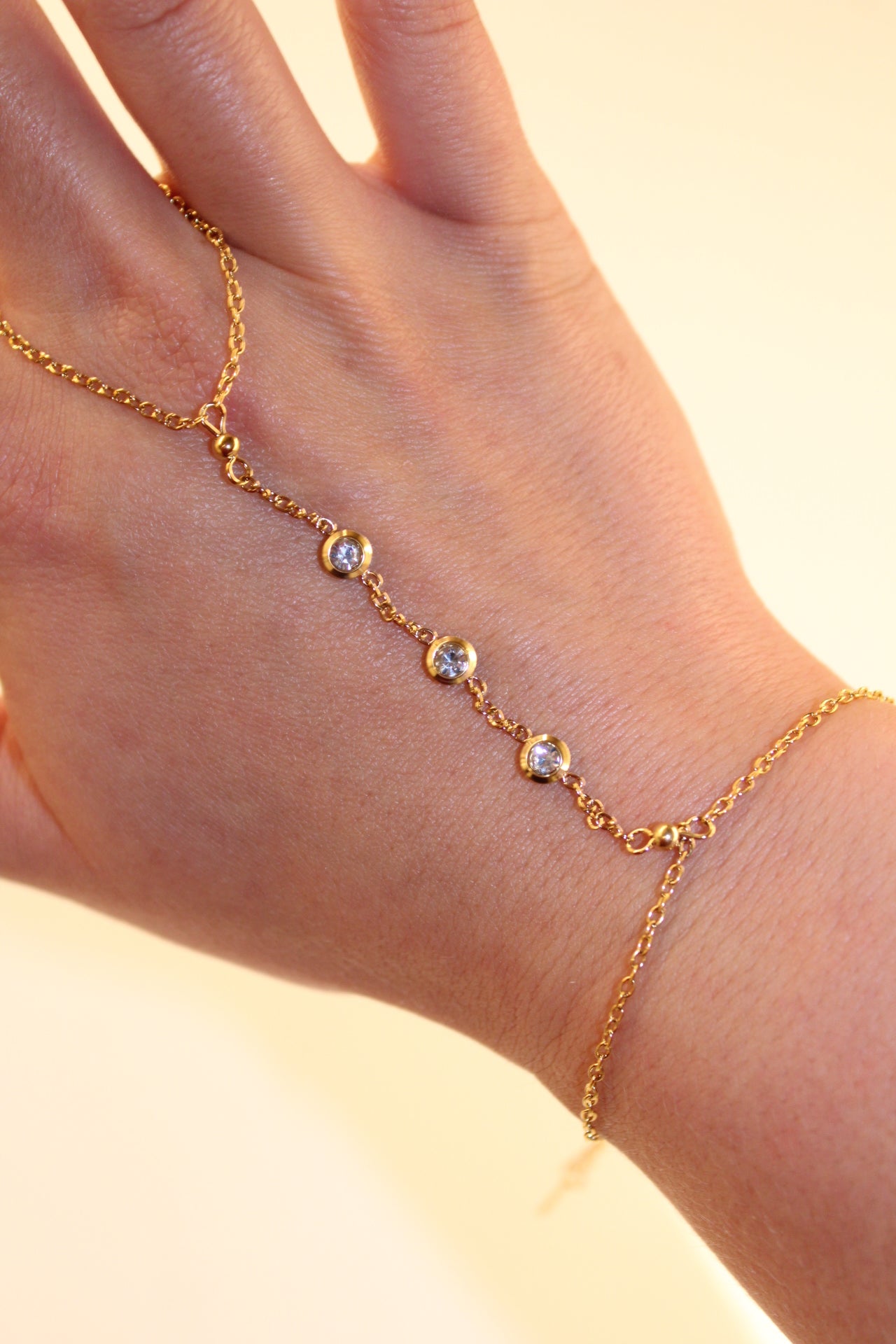 Julia Crystal Hand Chain Bracelet 18K Non-Tarnish - Yellow Gold