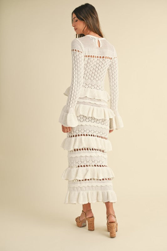 Palm Beach Ruffle Tiered Knit Maxi Dress