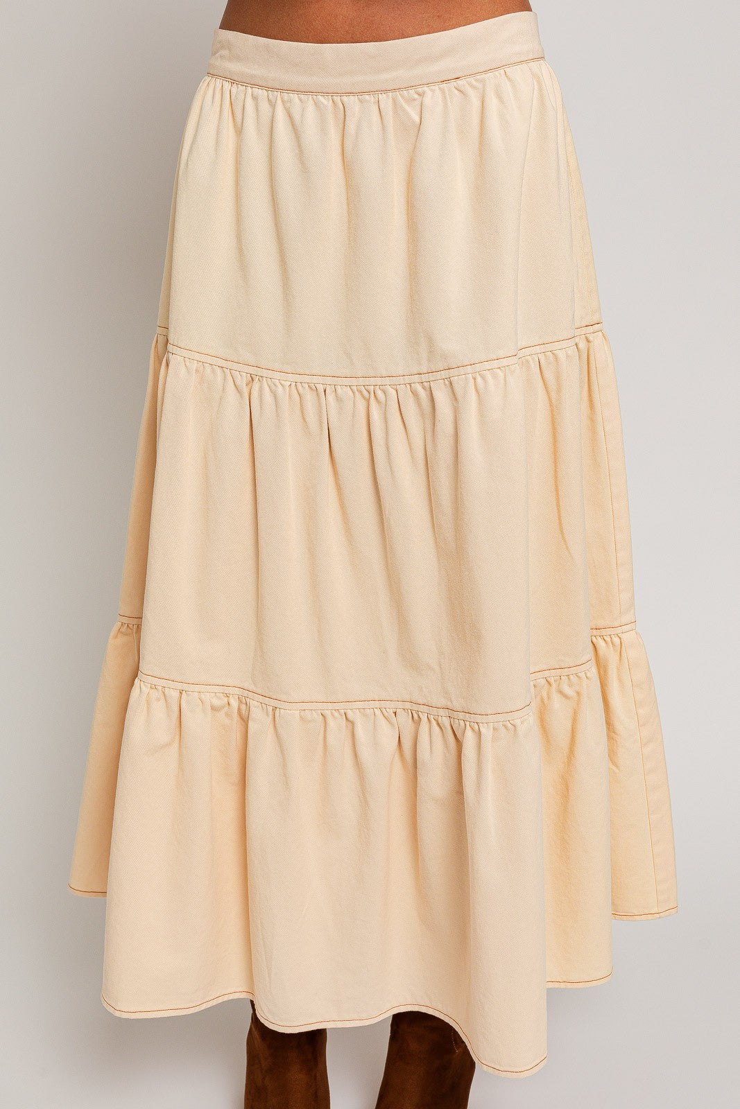 Arizona Tiered Midi Skirt - Cream