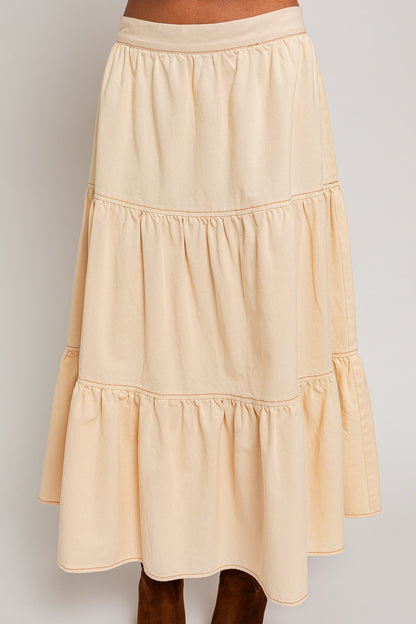 Arizona Tiered Midi Skirt - Cream