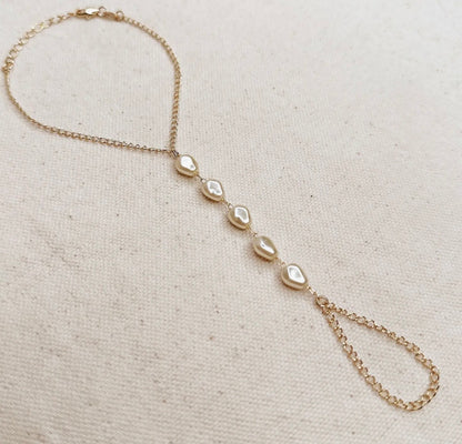 Calypso Pearl Hand Chain Bracelet 18K Non-Tarnish - Gold