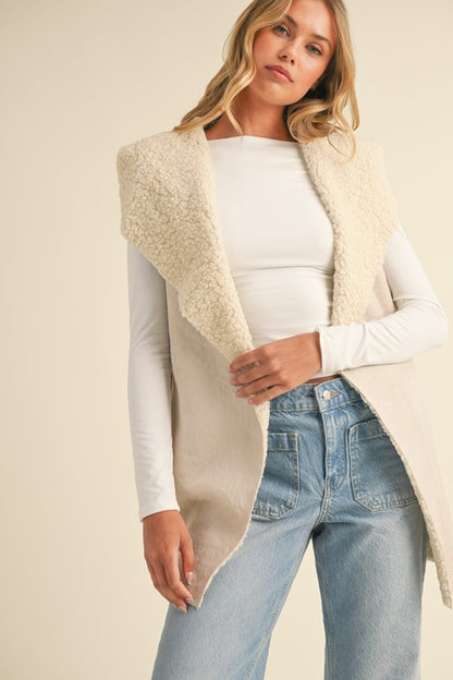 Teddy Bear Suede Sherpa Sweater Vest