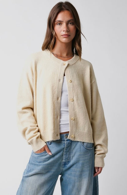 Gia Button Down Knit Cardigan - Oatmeal