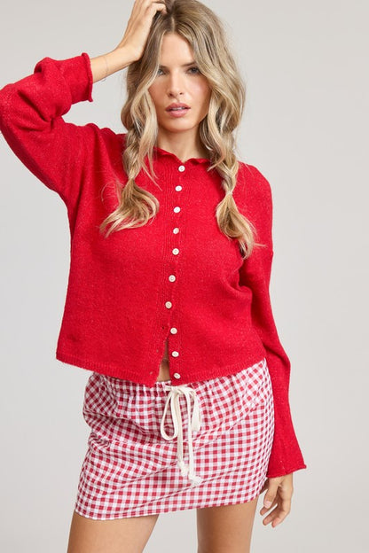 Your Girlfriend's Favorite Everyday Button Down Cardigan - Red