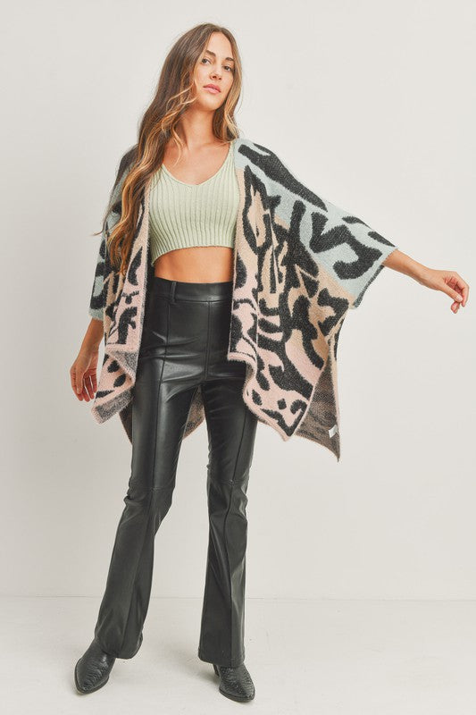 Leopard Babe Oversized Ombre Kimono Cardigan - Multi