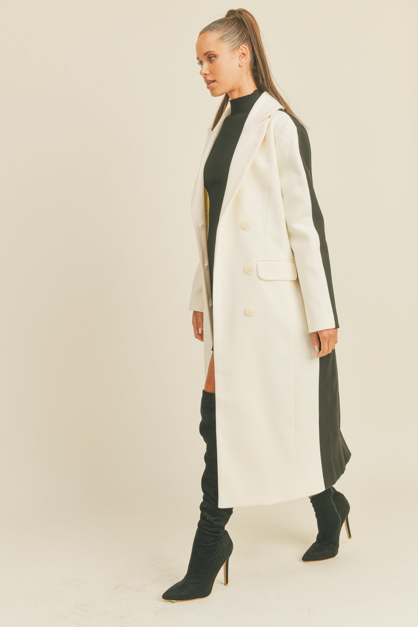 City Girl Long Color Block Coat