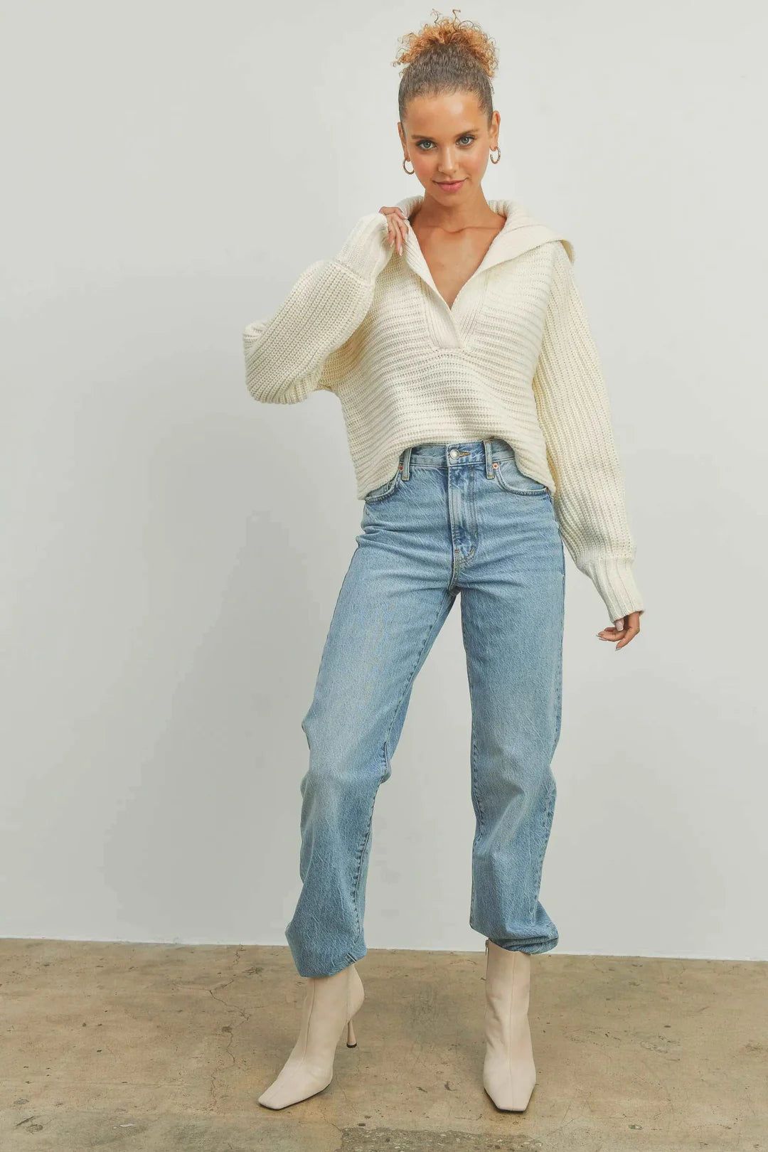 Crawford Collared Sweater - Cream