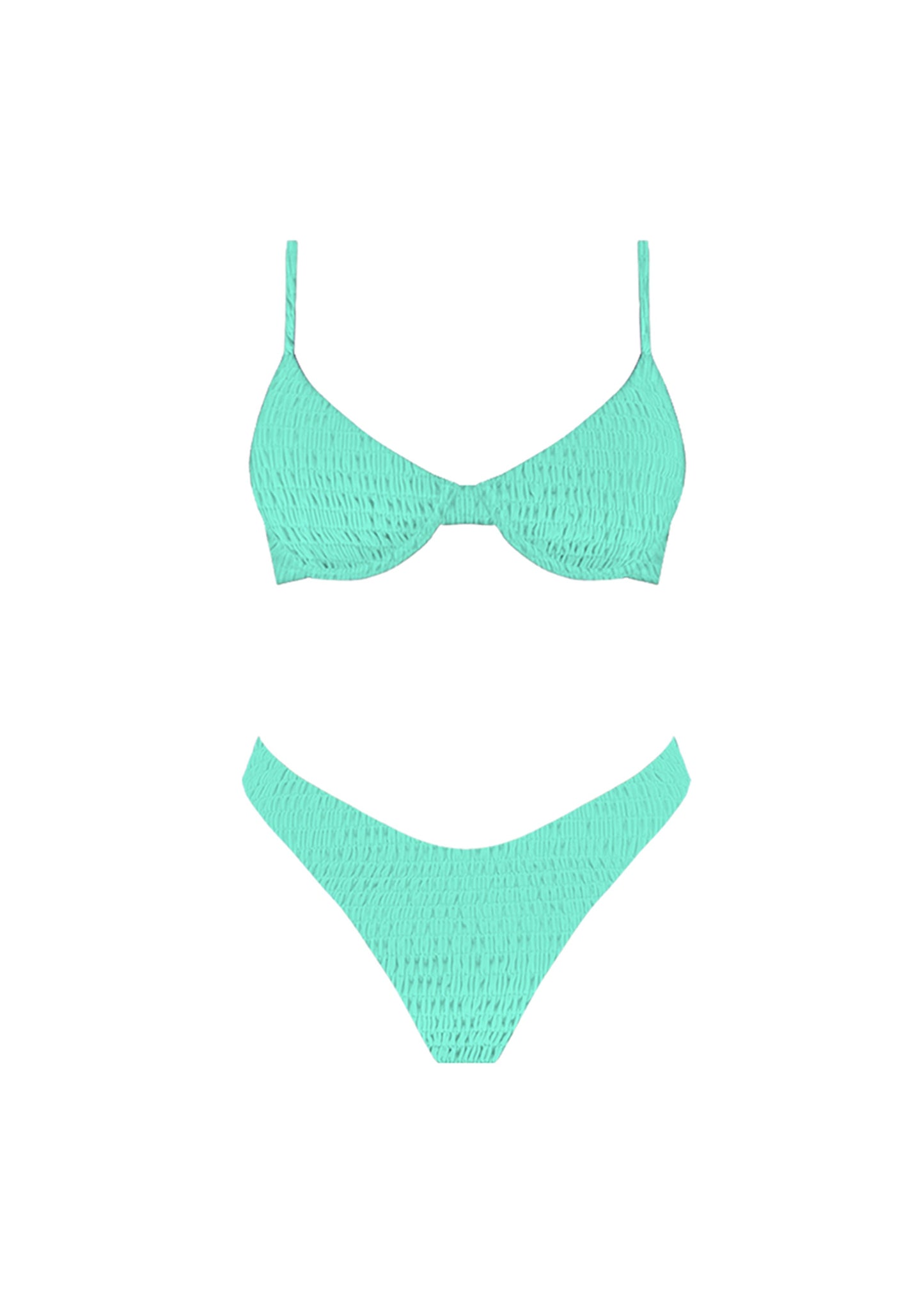 Luna Ruched Spaghetti Strap Bikini Set - Mint Blue