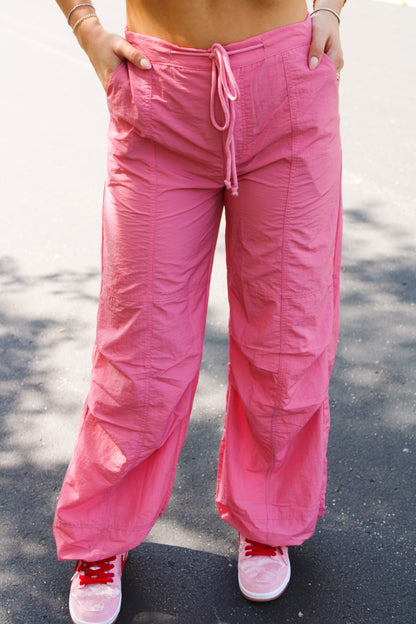 Lover Girl Relaxed Drape Cargo Pants - Rose Pink