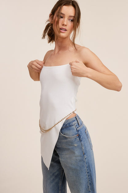 Bella Strapless Side Slit Knit Tube Top - White