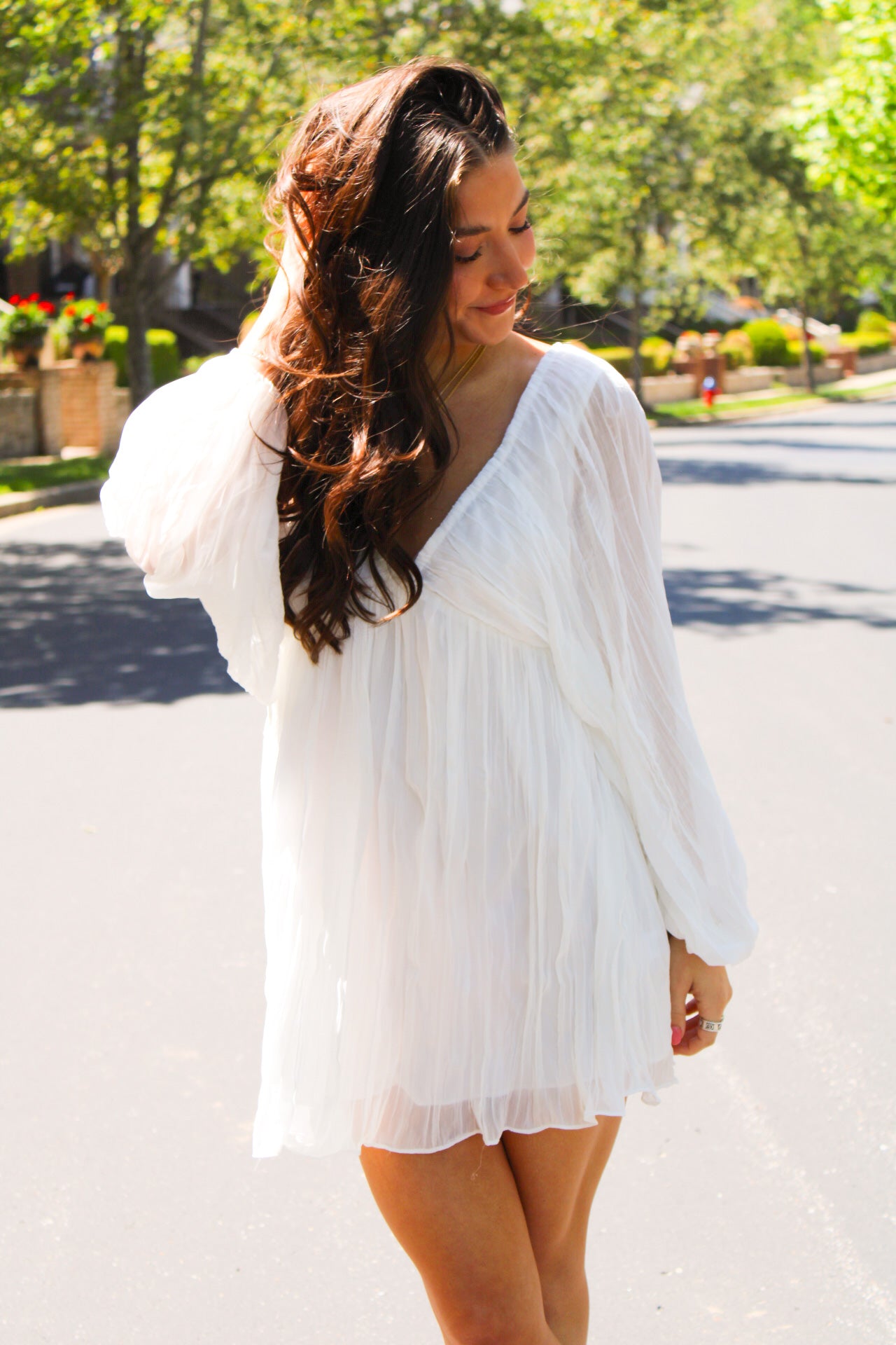 Gypsy Long Sleeve Mini Dress - White