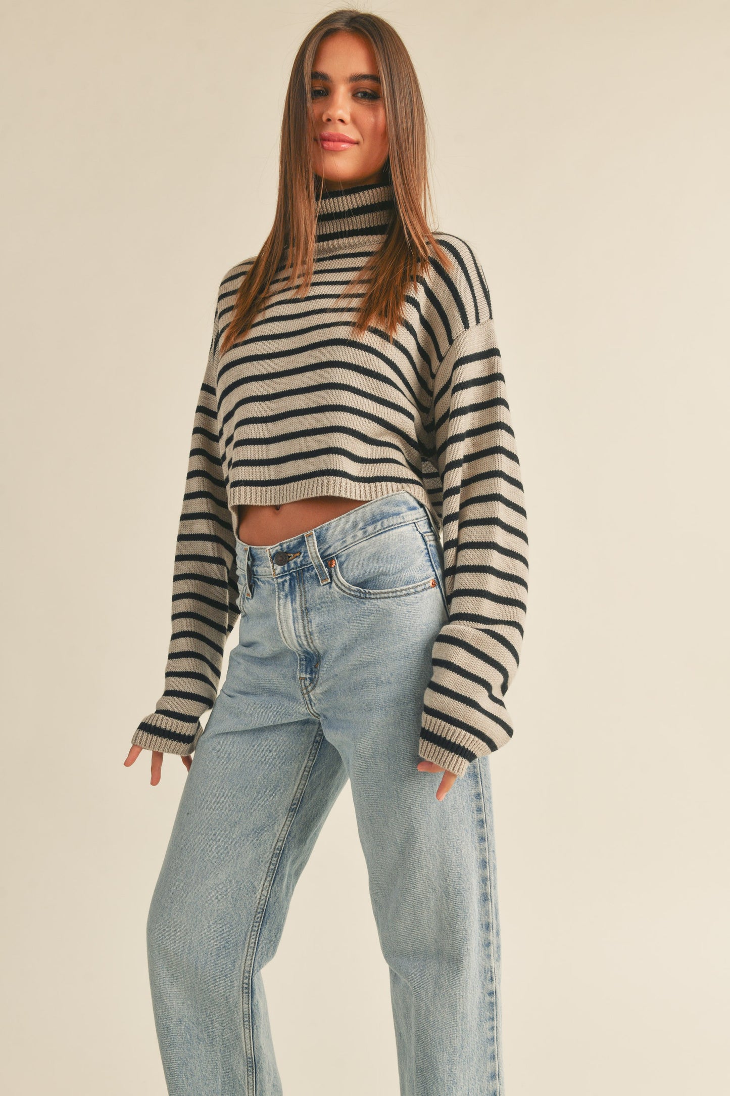 Lennon Striped Turtleneck Sweater