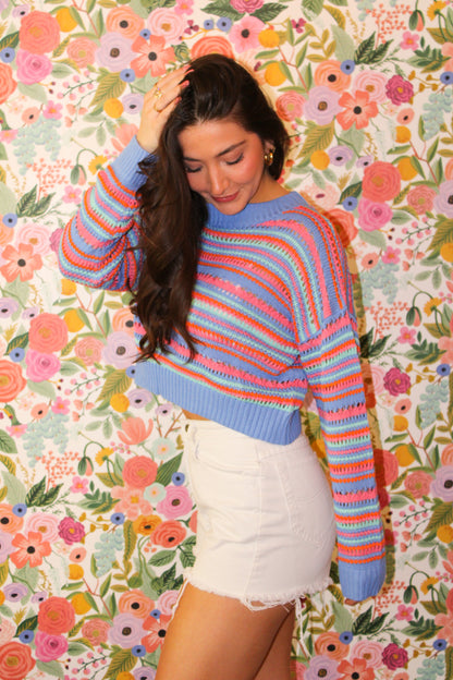 Spring Fever Striped Crochet Top